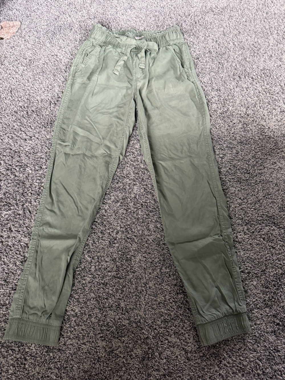 Womans Olive Green Drawstring Jogger Pants